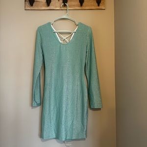 Sparkly turquoise summer dress